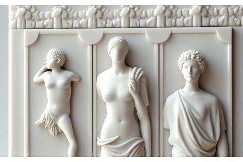 Bassorilievo in marmo con scene mitologiche
